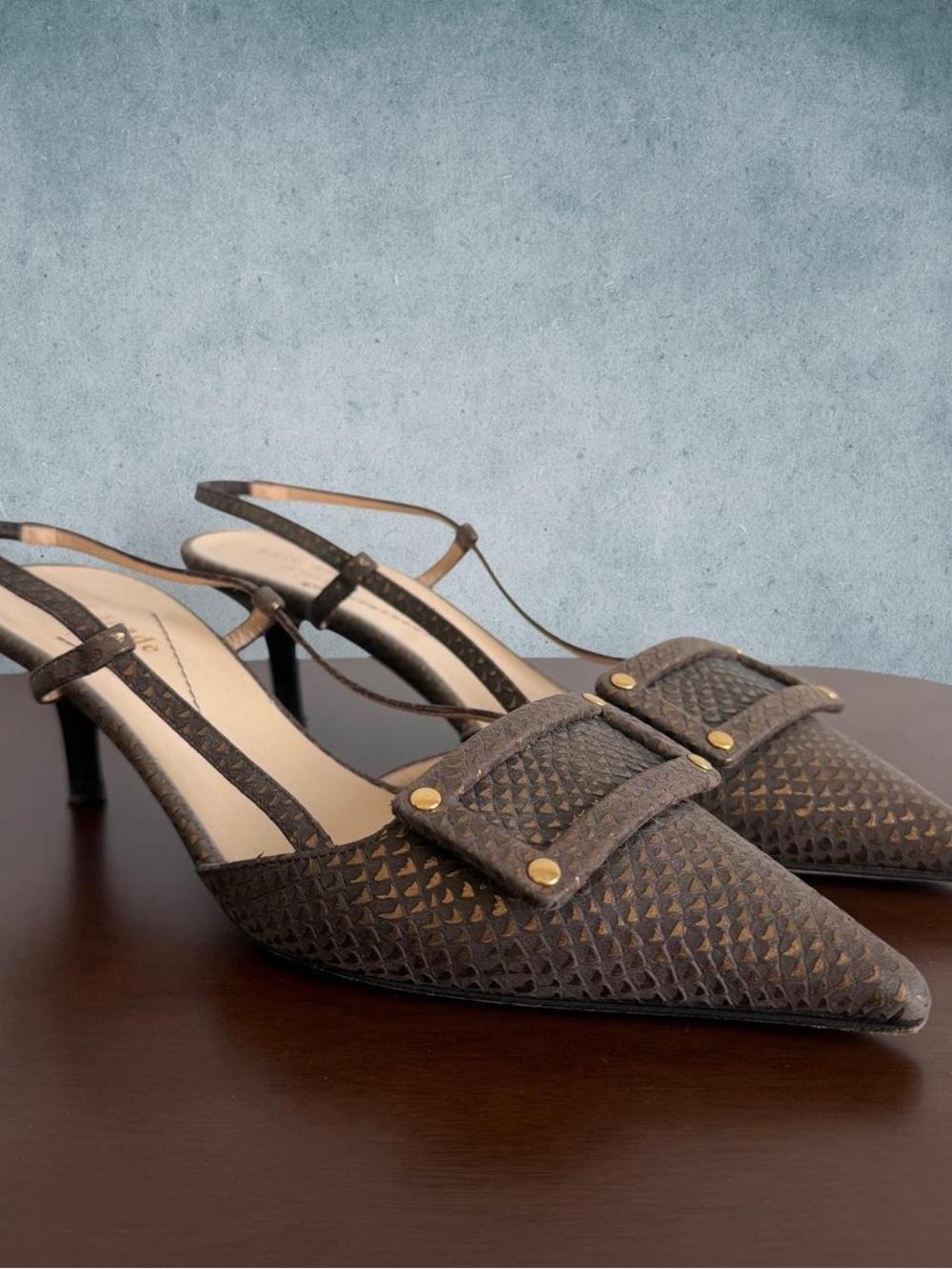 brown kate spade slingback kitten heels - size 6